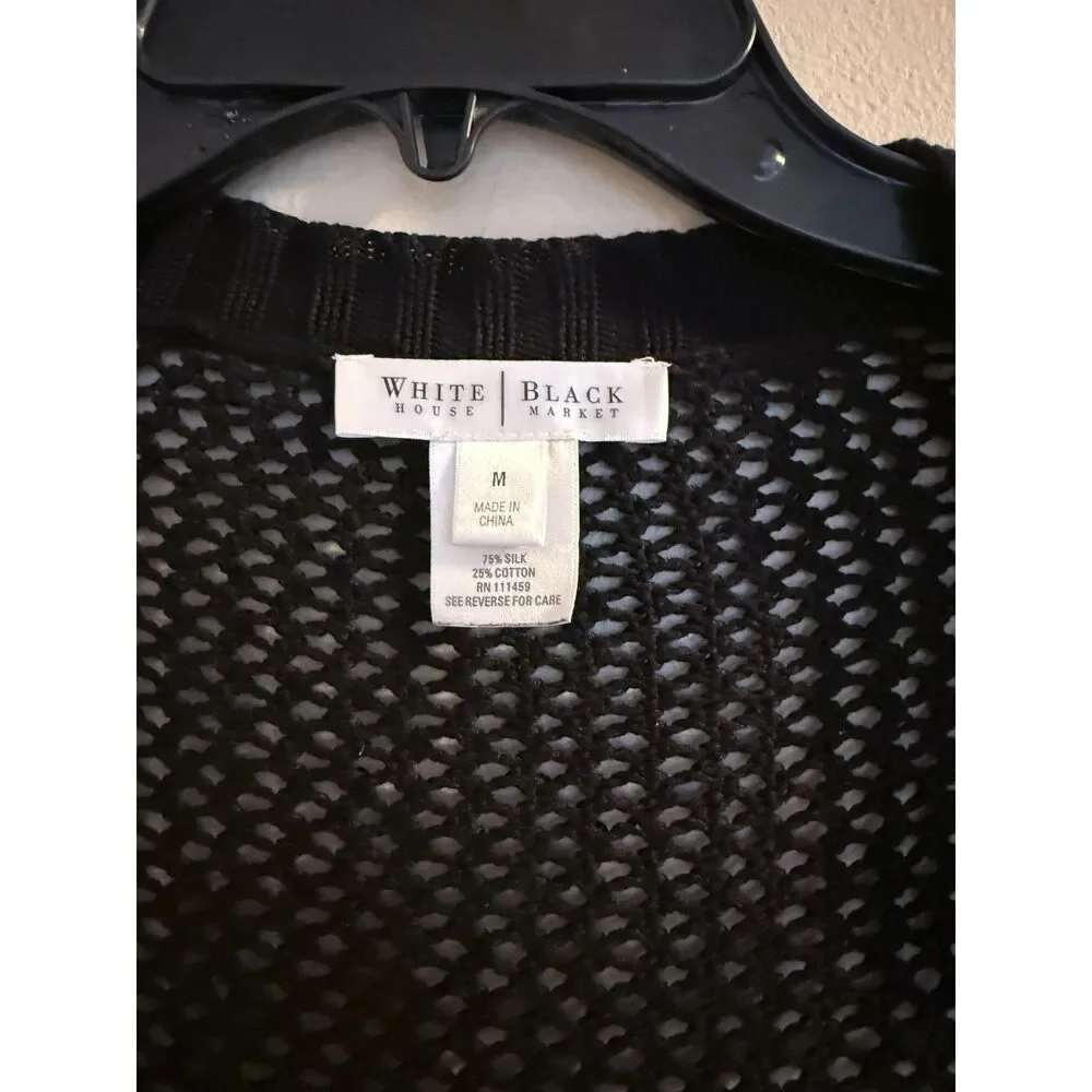 White House Black Market Silk Blend Black Sequin Shrug‎ Bolero Size M